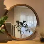 آینه گرد با چوب روس